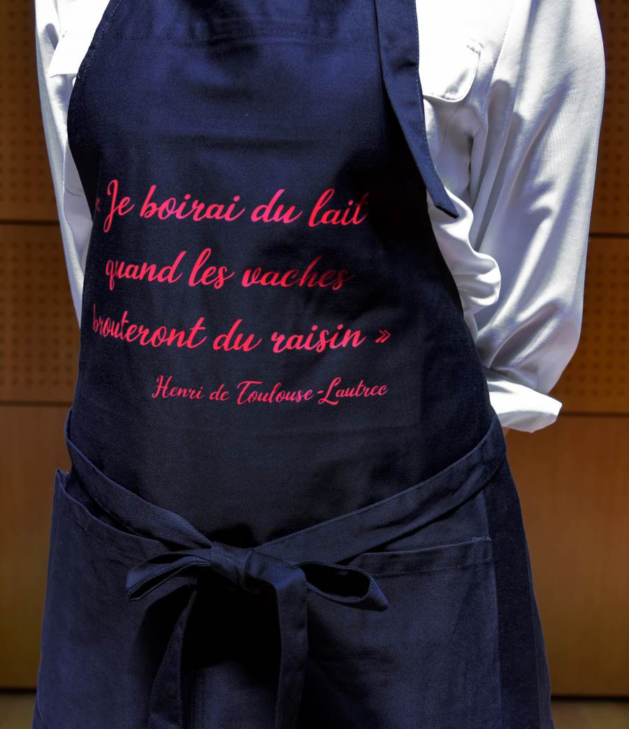 Tablier ''Je boirai du lait quand les vaches brouteront du raisin''