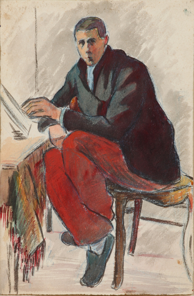 Autoportrait, vers 1890, aquarelle sur papier, 23,7 × 15,8 cm, collection particulière